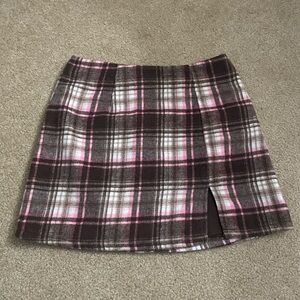 Forever 21 Plaid Mini Skirt - Pink and Brown